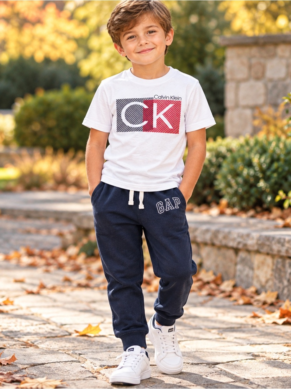 Calvin Klein CK tee & GAP jogger pants boys outfit set